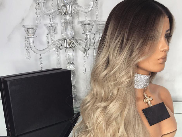 Gradual champagne color long hair